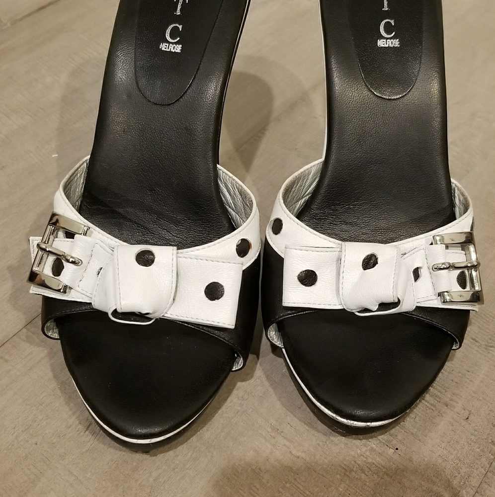 High heel leather slipper